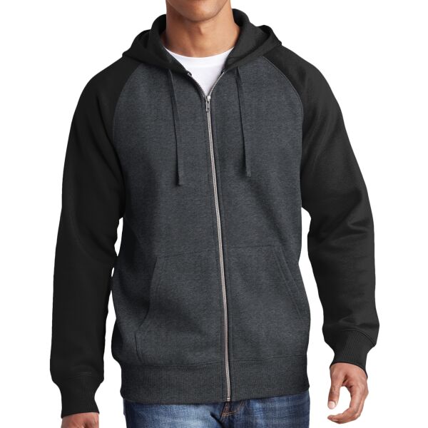 Raglan Colorblock Full Zip Hooded Fleece Jacket Thumbnail