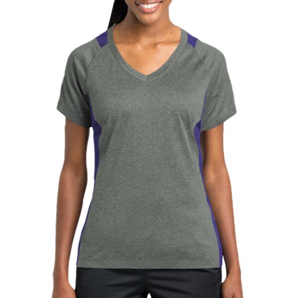 Ladies Heather Colorblock Contender  V Neck Tee Thumbnail