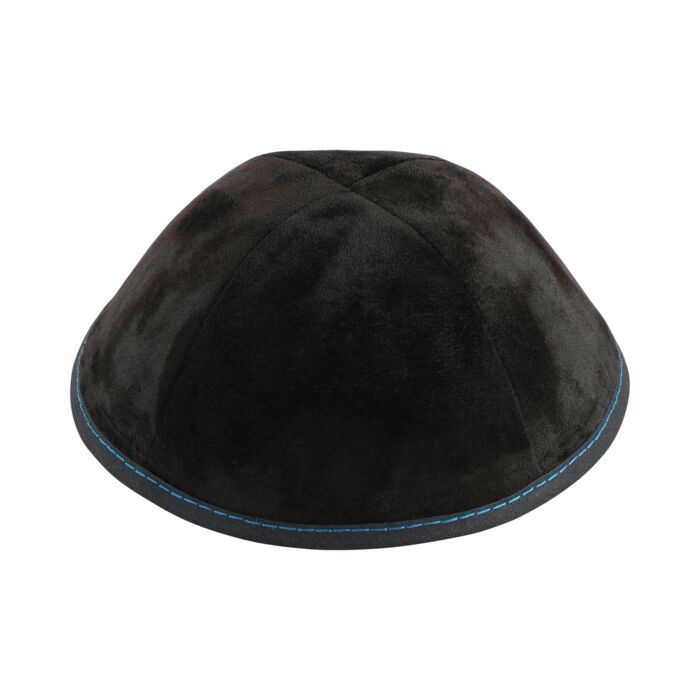 Black Suede with Blue Stitching Yarmulka Thumbnail
