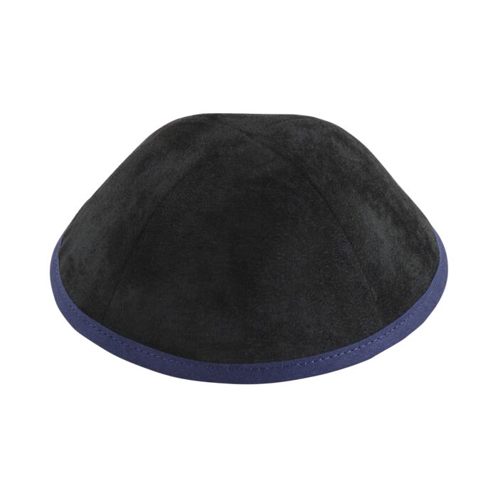 Black Suede Navy Rim Yarmulka Thumbnail