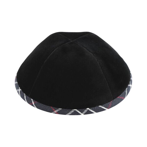 Black Velvet with Plaid Rim Yarmulka Thumbnail