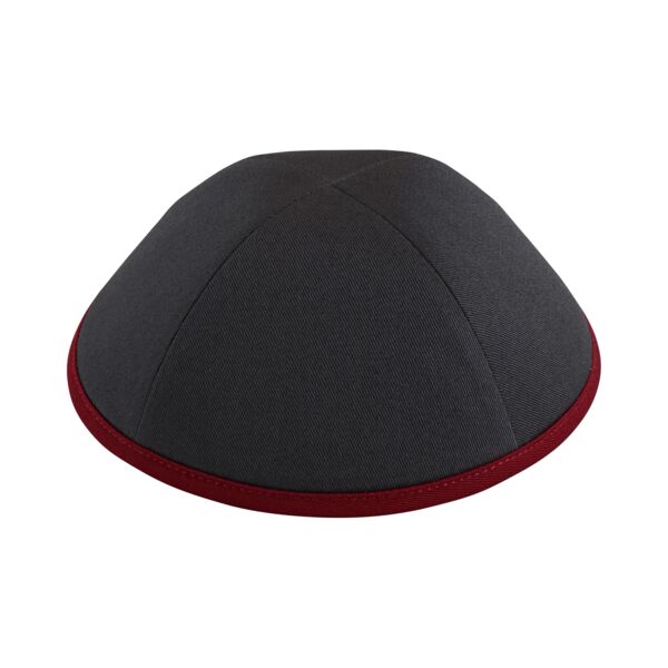 Grey Cotton with Red Rim Yarmulka Thumbnail