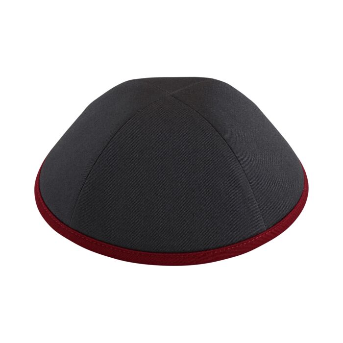 Grey Cotton with Red Rim Yarmulka Thumbnail