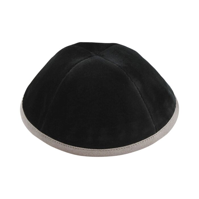 Grey Velvet with Taupe Rim Yarmulka Thumbnail