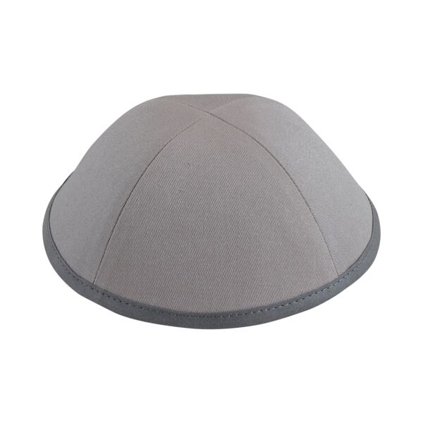 Light Grey Cotton with Dark Grey Rim Yarmulka Thumbnail