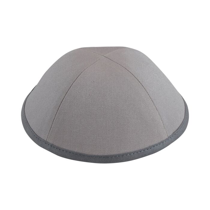 Light Grey Cotton with Dark Grey Rim Yarmulka Thumbnail