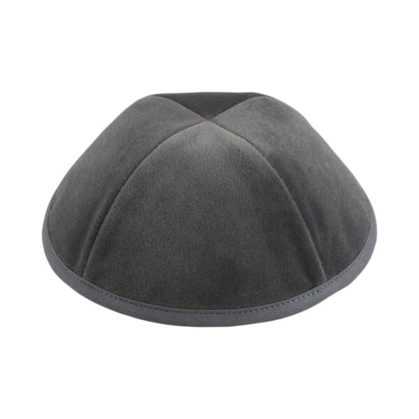 Light Grey Velour Yarmulka Thumbnail