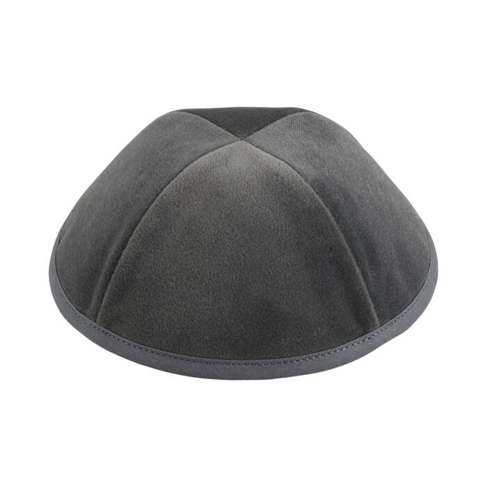 Light Grey Velour Yarmulka Thumbnail