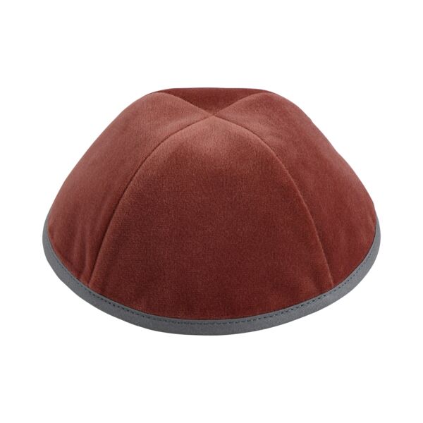 Mauve Velour with Light Grey Rim Yarmulka Thumbnail