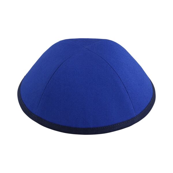 Royal Blue Cotton with Navy Rim Yarmulka Thumbnail
