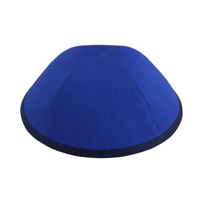 Royal Blue Cotton with Navy Rim Yarmulka Thumbnail