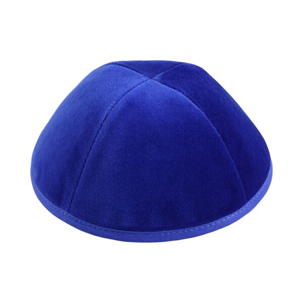 Royal Blue Velour Yarmulka Thumbnail