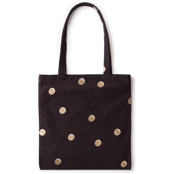 Black Polka Dot Canvas Tote Bag Thumbnail