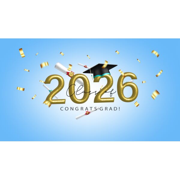 Vinyl Graduation Banner Blue 7ft x 4ft Thumbnail