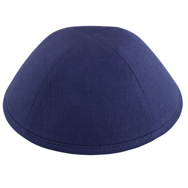 Navy Linen Yarmulka Thumbnail