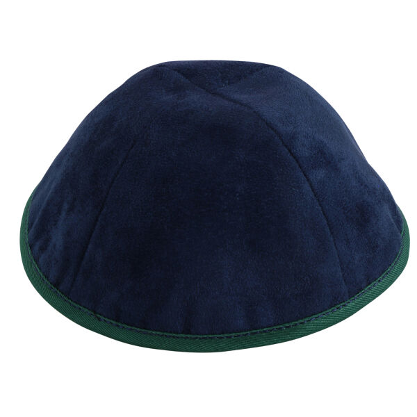 Navy Velvet with Green Rim Yarmulka Thumbnail