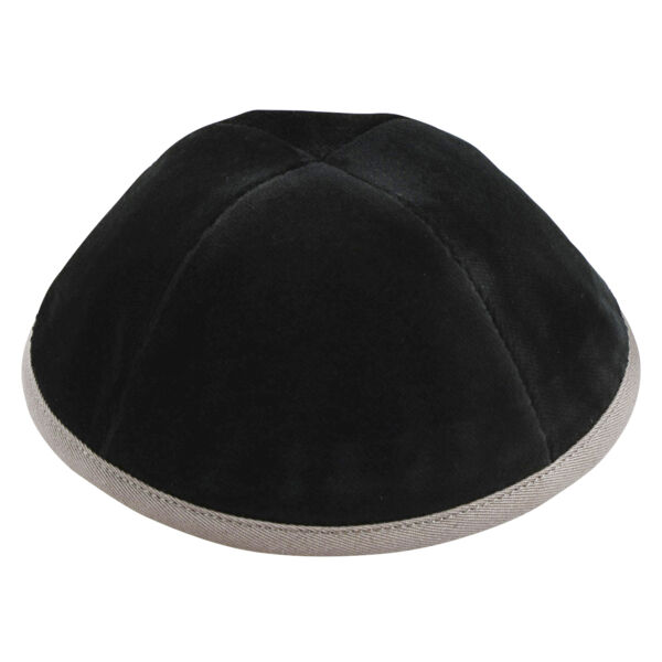 Grey Velvet with Taupe Rim Yarmulka Thumbnail