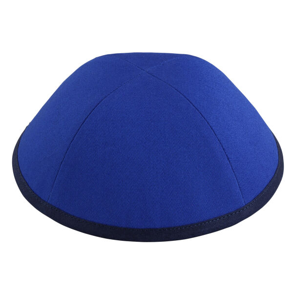 Royal Blue Cotton with Navy Rim Yarmulka Thumbnail