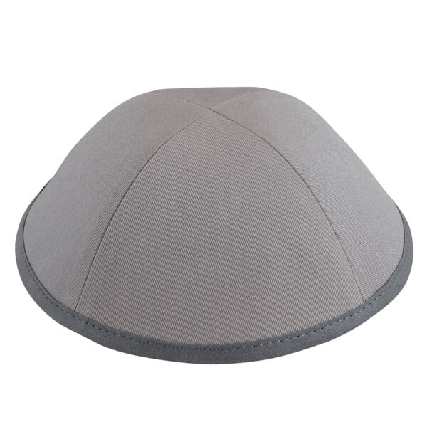 Light Grey Cotton with Dark Grey Rim Yarmulka Thumbnail