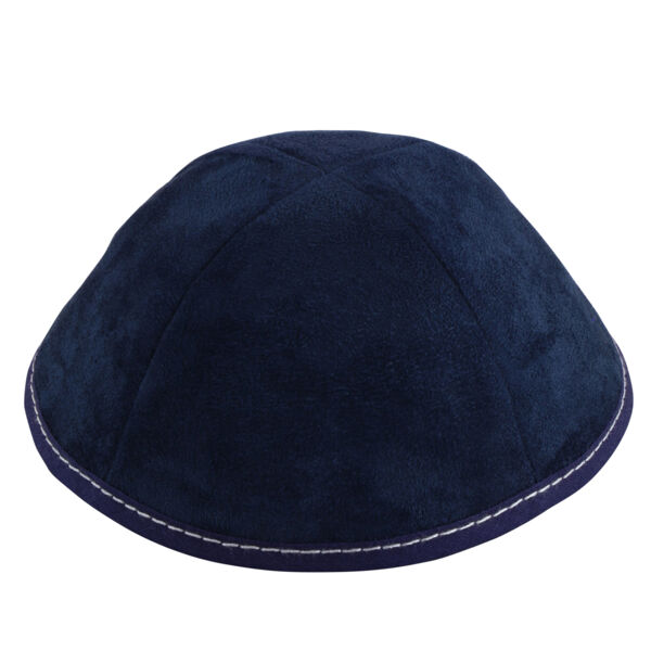 Navy Suede with Grey Stitching Yarmulka Thumbnail