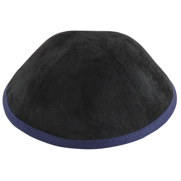 Black Suede Navy Rim Yarmulka Thumbnail