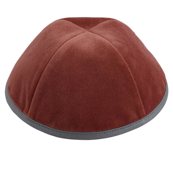 Mauve Velour with Light Grey Rim Yarmulka Thumbnail