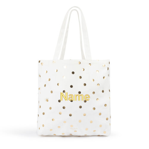 Kate Spade, Gold Polka Dot Canvas Tote Bag Thumbnail