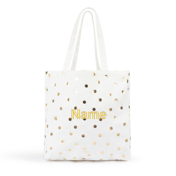 Kate Spade, Gold Polka Dot Canvas Tote Bag Thumbnail