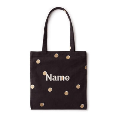 Kate Spade, Black Polka Dot Canvas Tote Bag Thumbnail
