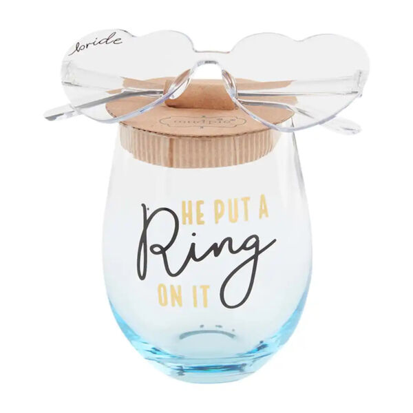 He Put a Ring On It Glass Set, Mud Pie  Thumbnail