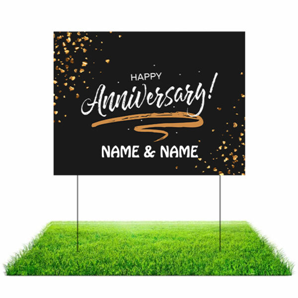 Black Happy Anniversary Lawn Sign Thumbnail