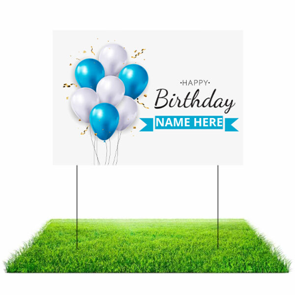 Blue Happy Birthday Lawn Sign Thumbnail