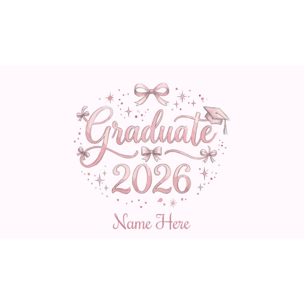 Vinyl Graduation Banner Bows 7ft x 4ft Thumbnail