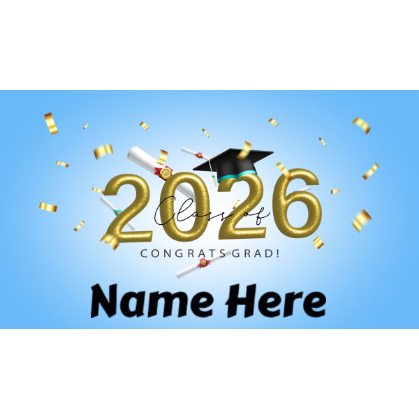 Vinyl Graduation Banner Blue 7ft x 4ft Thumbnail